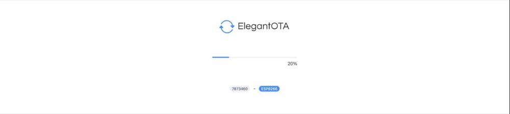 ElegantOTA with a progress bar at 20 percent.